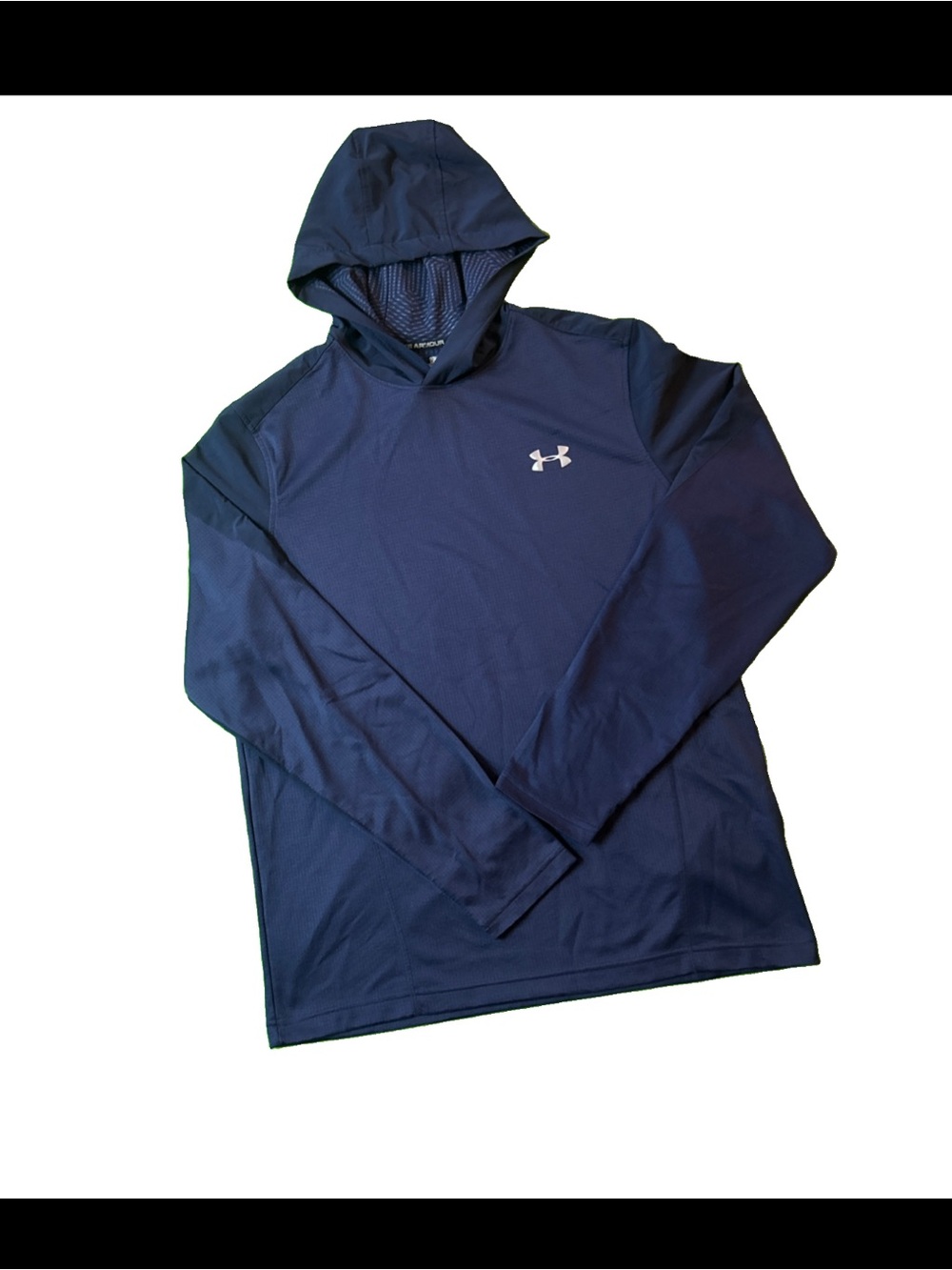 Under Armour Men M ColdGear Armour Fleece Twist Hoodie Run Lightweight Tech Blue